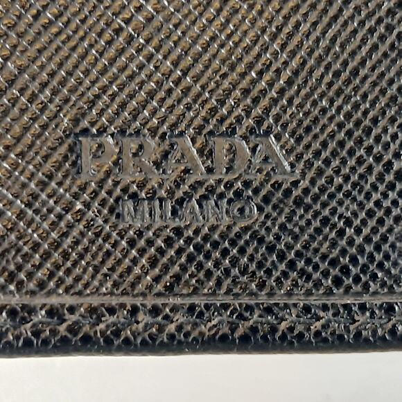 Authentic Prada Saffiano Leather Triangle Logo Trifold Black Wallet - Picture 14 of 16